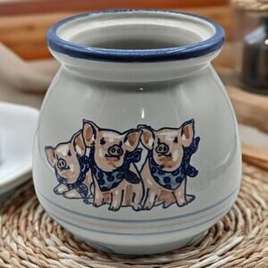 Louisville Stoneware Vintage Canister Crock Precious Pigs Farmhouse Decor